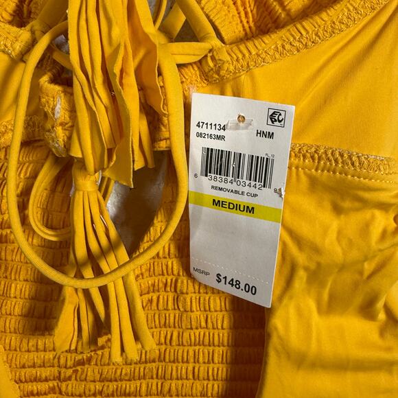 Isabella Rose Maza Textured Multi Way One Piece Swimsuit Marigold, Medium $148 - Picture 16 of 16